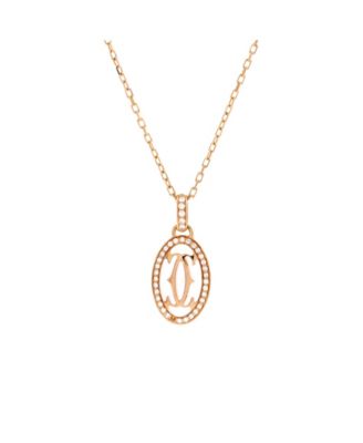 Double C de Cartier Pendant Necklace 18K Rose Gold and Diamonds