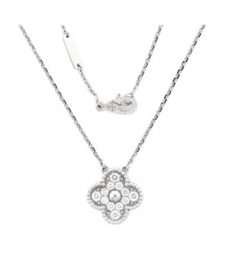  Vintage Alhambra Pendant Necklace 18K White Gold and Diamonds