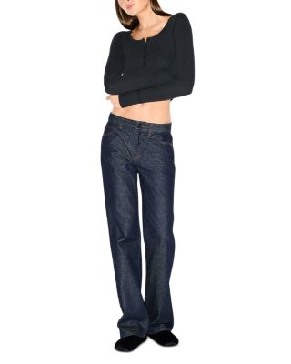 Rib Scoop Neck Henley Top