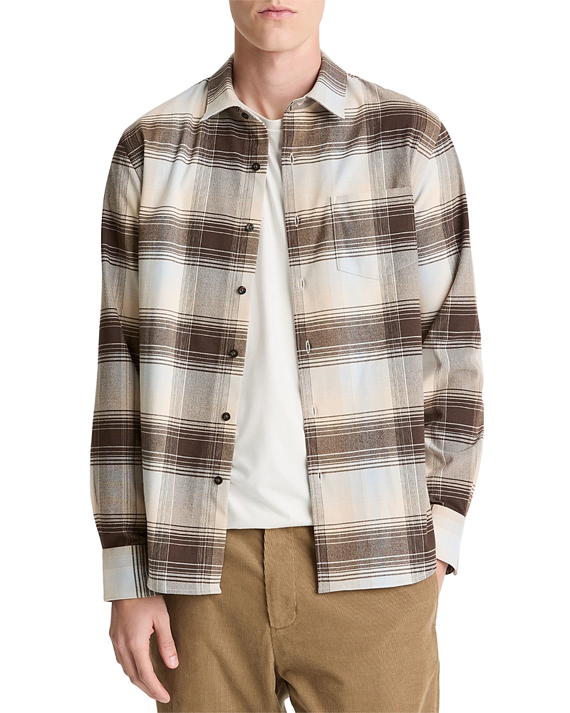 Vince Missoula Gradient Check Button-up Shirt In Brown