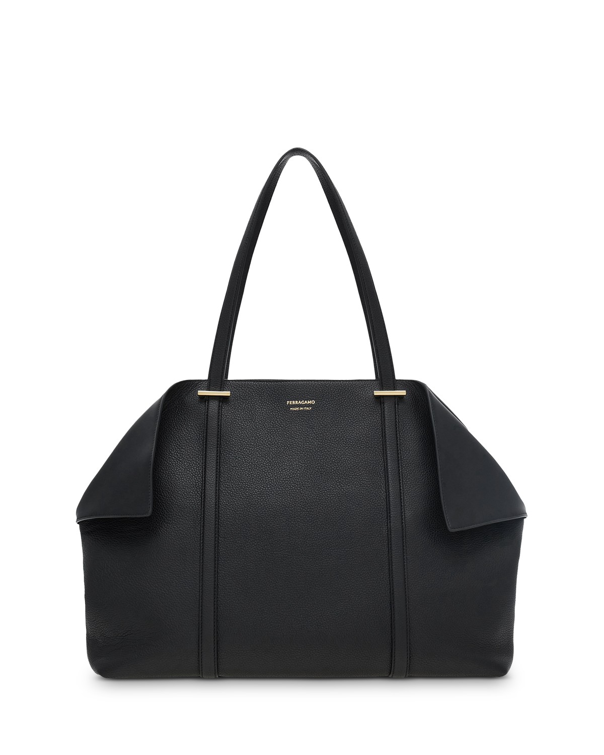 Ferragamo Large Leather Tote in Nero