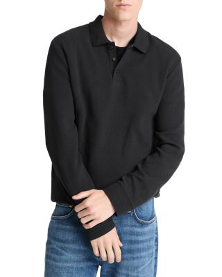 Long Sleeve Basket Weave Polo Shirt
