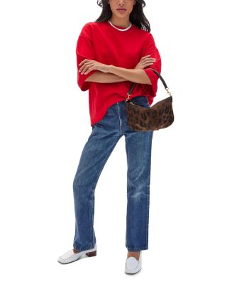 Petit Moyen Leopard Print Suede Bag