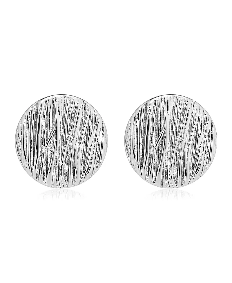 Oradina Sterling Silver Linen Button Earrings