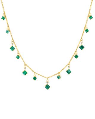 Bold Emerald Cascade Necklace in 18K Yellow Gold, 18"