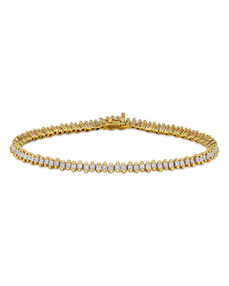 Suzanne Kalan 18K Yellow Gold Diamond Princess Tennis Bracelet