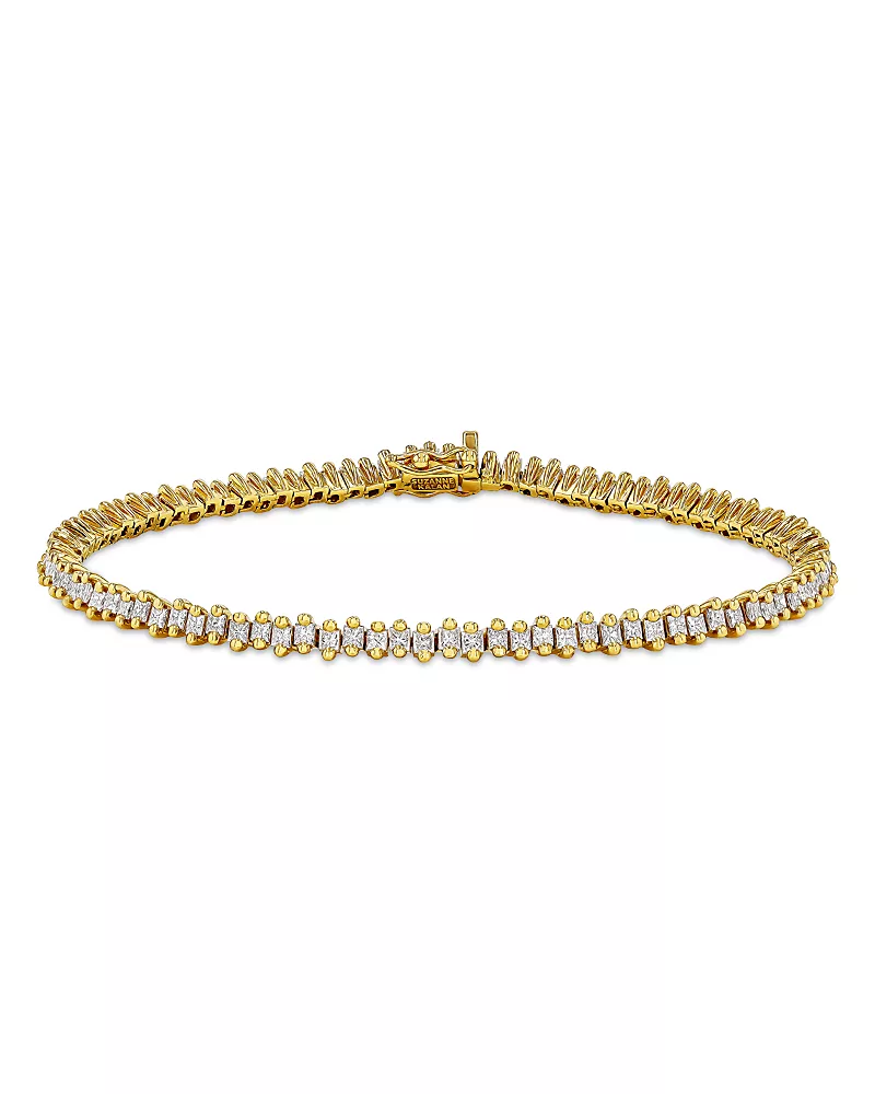 Suzanne Kalan 18K Yellow Gold Diamond Princess Tennis Bracelet