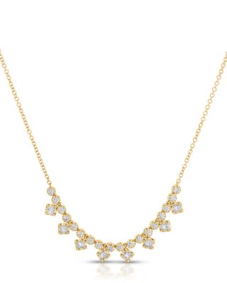14K Yellow Gold EF Collection Diamond Princess & Round Kate Collar Necklace, 16-18"