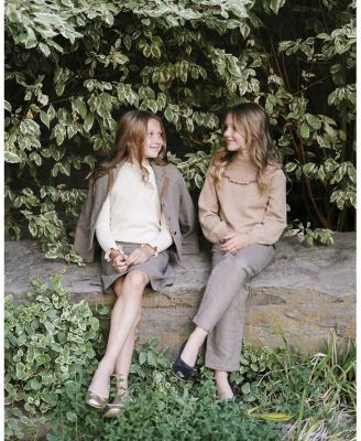 Girls' Organic Long Sleeve Mock Neck Sweater with Ruffle - Big Kid