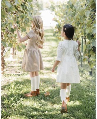  Girls&#39; Short Sleeve Quilted Dress with Eyelet Collar - Little Kid, Big Kid