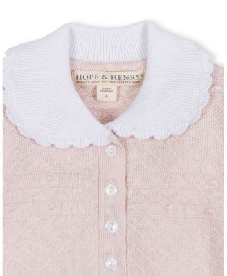  Girls' Organic Peter Pan Collar Button Front Sweater Dress - Little Kid, Big Kid