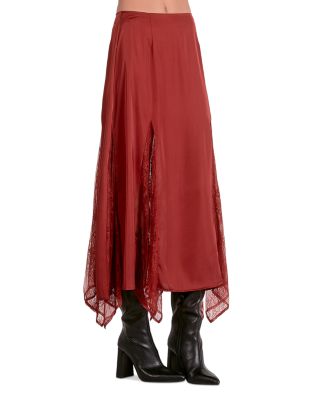 Lace Trim Midi Skirt