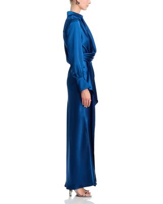 Satin Long Sleeve Maxi Gown - Exclusive