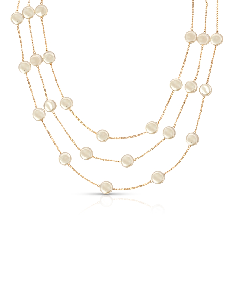 Ettika Imitation Pearl Coin Layered Collar Necklace, 15-18