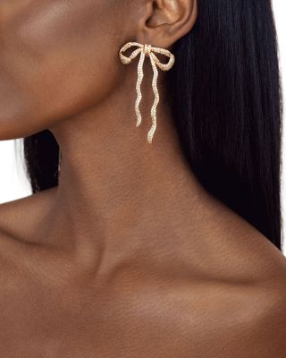 Pav&eacute; Bow Statement Earrings