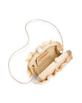 Folded Clutch With Faux Pearl Embroidery