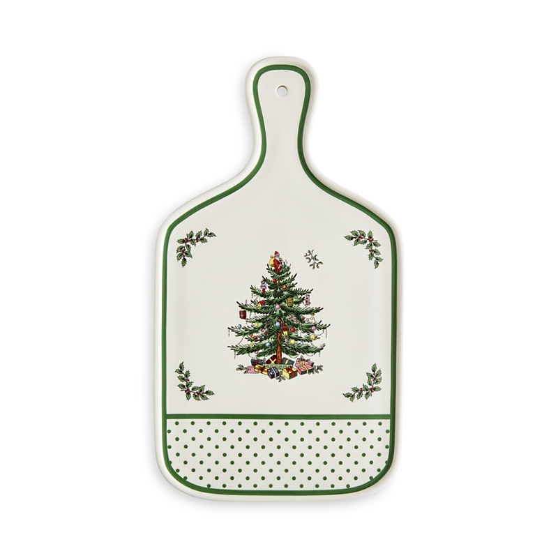 Spode Christmas Tree Polka Dot Serving Board, 13.5 In Green