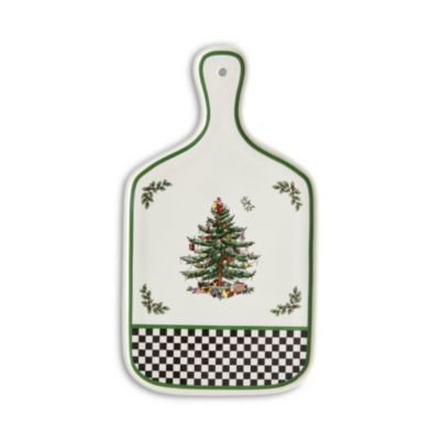 Christmas Tree Black &amp; White Serving Board, 13.5&amp;quot;