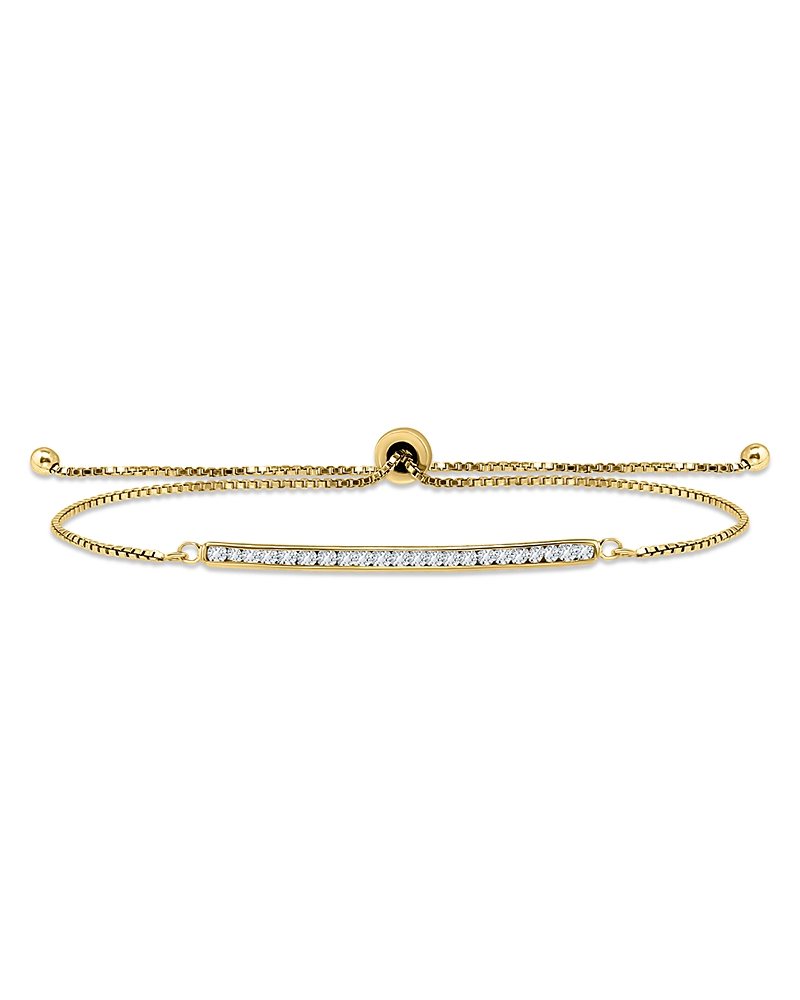 Aqua Cubic Zirconia Bar Slider Bracelet Exclusive In Gold