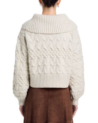 Maureen Cowl Neck Mixed Cable Knit Pullover Sweater