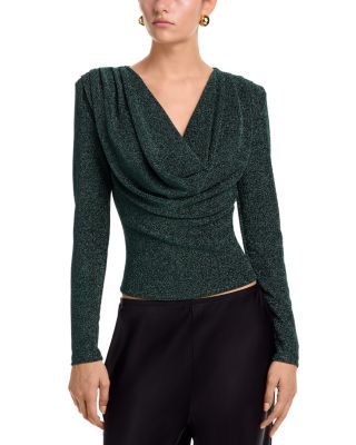 Shimmer Knit Cowl Neck Top - Exclusive