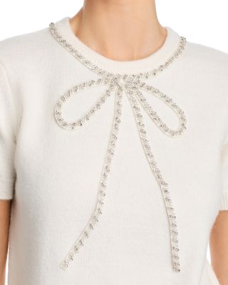Embellished Bow Short Sleeve Sweater - Exclusive