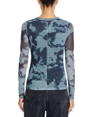 Yana Printed Mesh Long Sleeve Tee