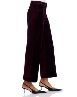 Anessa High Rise Wide Leg Velvet Jeans in Aubergine