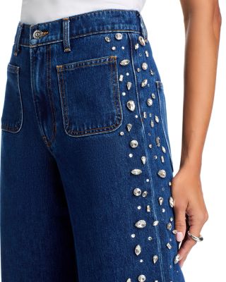 Kasey Mid Rise Wide Leg Jeans in Stoned Bright Blue