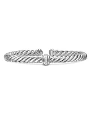 Cable Flex&reg; Center Station Bracelet in Sterling Silver with Diamonds, 6mm