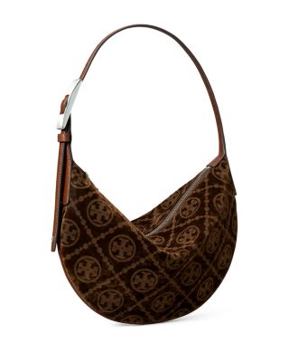 T Monogram Small Flocked Shoulder Bag