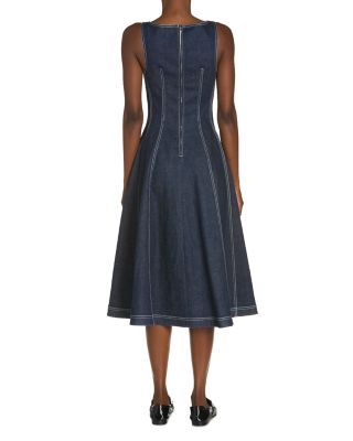 Stretch Denim Midi Balloon Dress