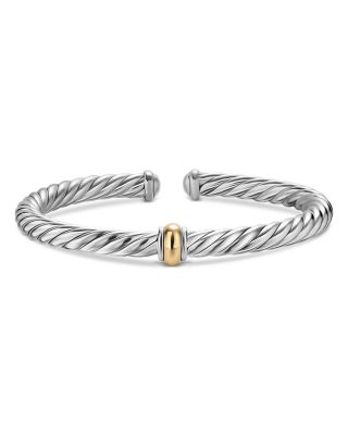 Cable Flex&reg; Center Station Bracelet in Sterling Silver with 14K Yellow Gold, 6mm