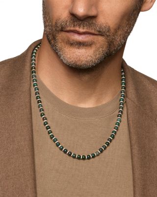 Spiritual Beads Necklace in 18K Yellow Gold with Bloodstone and Diamonds, 6mm