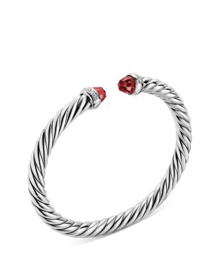Cable Flex&reg; Bracelet in Sterling Silver with Rhodolite Garnet and Diamonds, 6mm