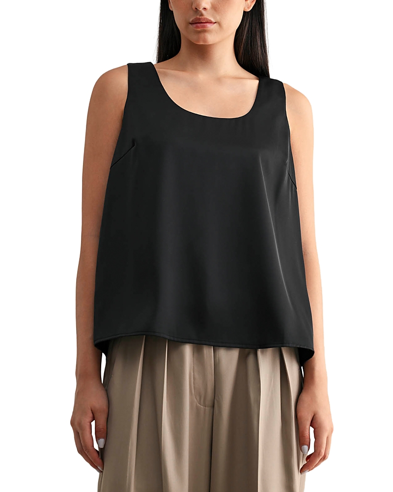 Mable Satin Tank Top In Black