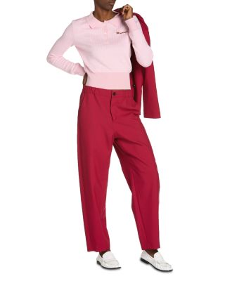 Wool Silk Check Polo Sweater