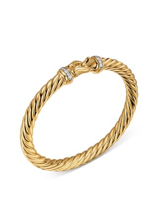 Cablespira&reg; Buckle Bracelet in 18K Yellow Gold with Diamonds, 6mm