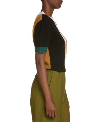 Cashmere Color Blocked Short Sleeve Sweater