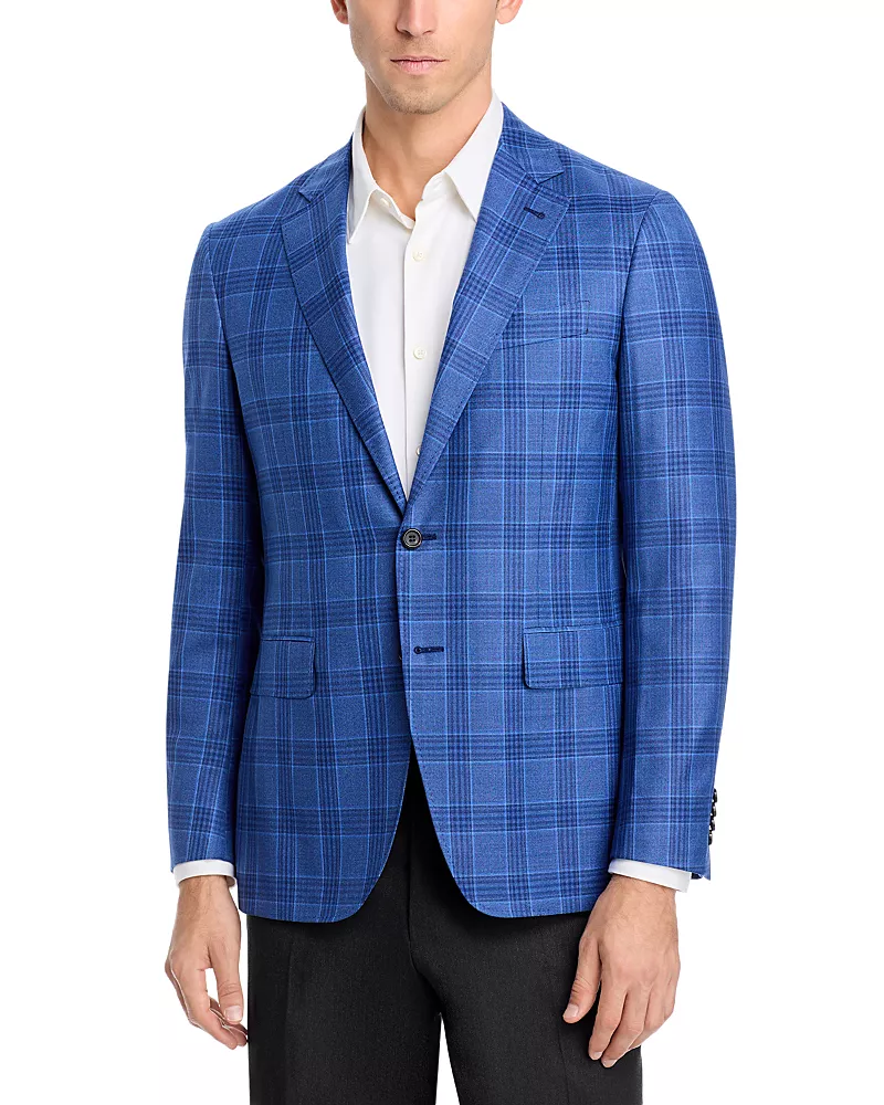 Canali Kei Plaid Unstructured Trim Fit Sport Coat