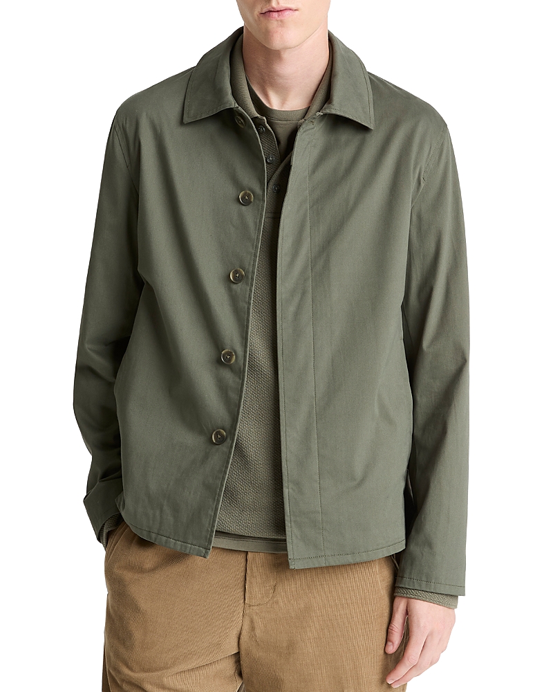 Vince Peached Stretch Cotton Jacket In Green