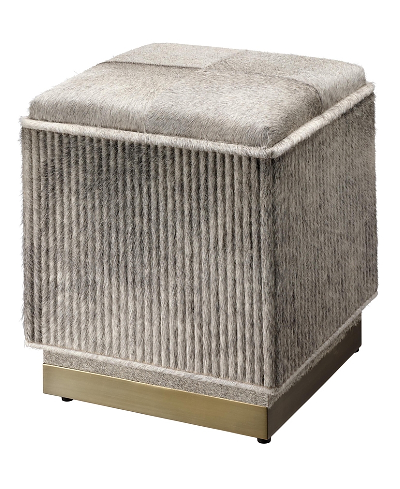 Jamie Young Easton Hide Ottoman In Gray