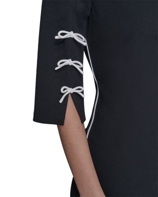 Scuba Crepe Sheath Dress with Contrast Bows