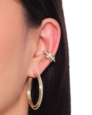 Diamond Pav&eacute; Textured Ear Cuff in 14K Yellow Gold, 0.25 tcw