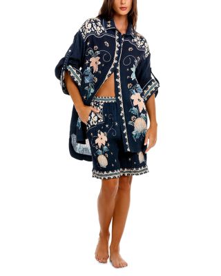 Chrissy Embroidered Shirt Swim Cover-Up