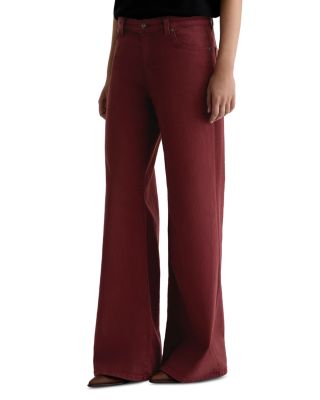 Saige Mid Rise Wide Leg Jeans in Cranberry