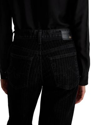 Mid Rise Flocked Velvet Pinstripe Wide Leg Jeans in Dress It Up