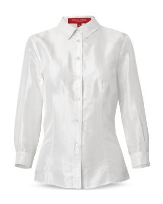 Silk Taffeta Collared Shirt