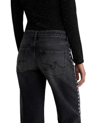 Adria Studded Low Rise Wide Leg Jeans in Immensity