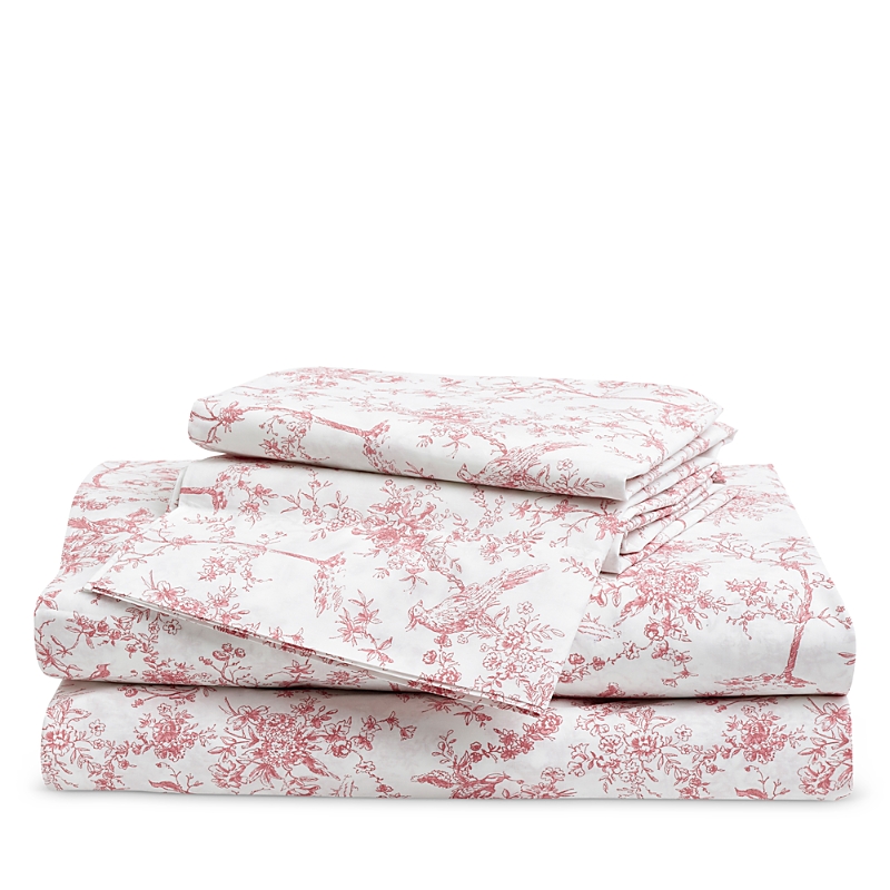 Petite Plume Timeless Toile Percale Sheet Set, King In Pink